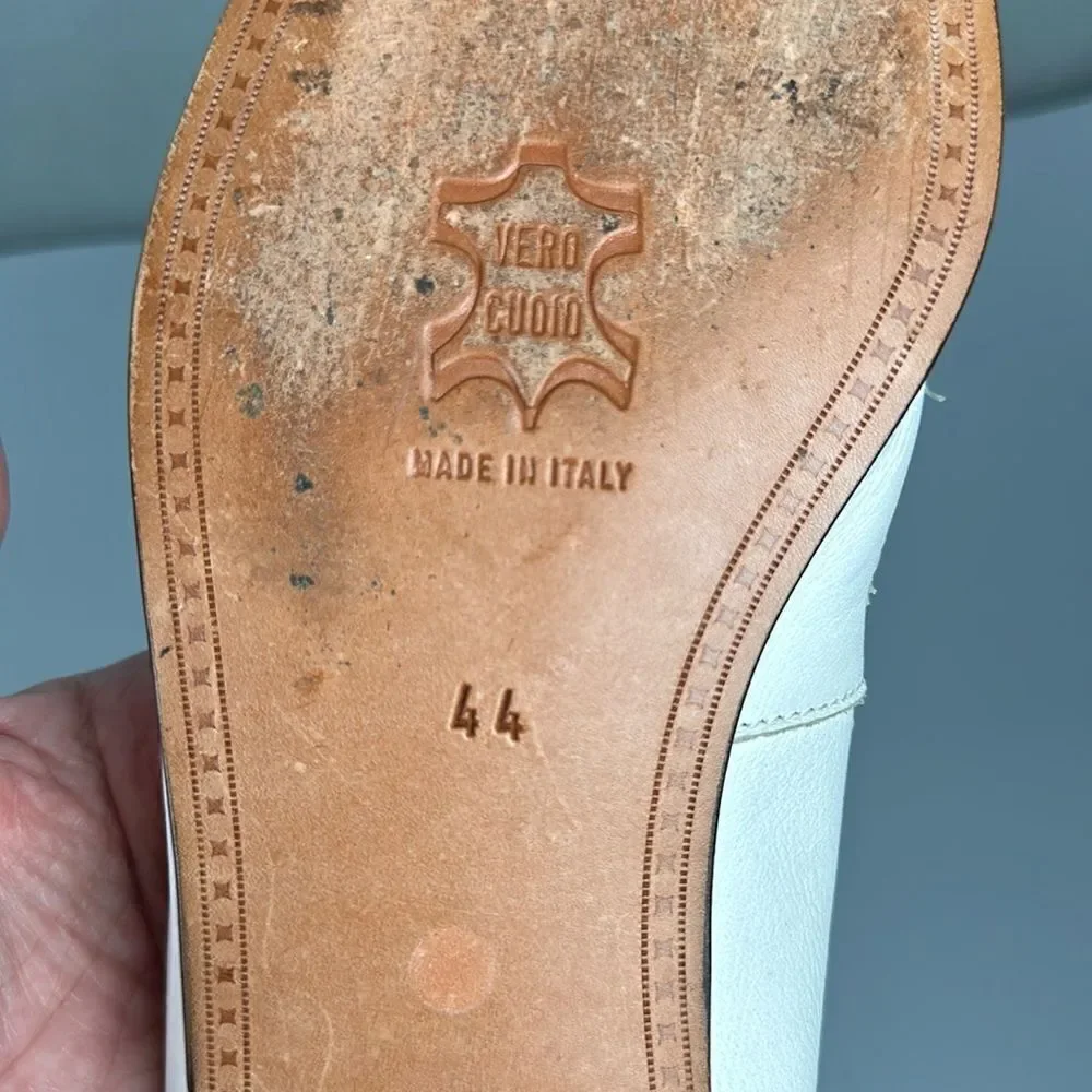 Jon Franco Pirelli Italy Tasseled Loafers White Leather Women’s 44 US 11,5
